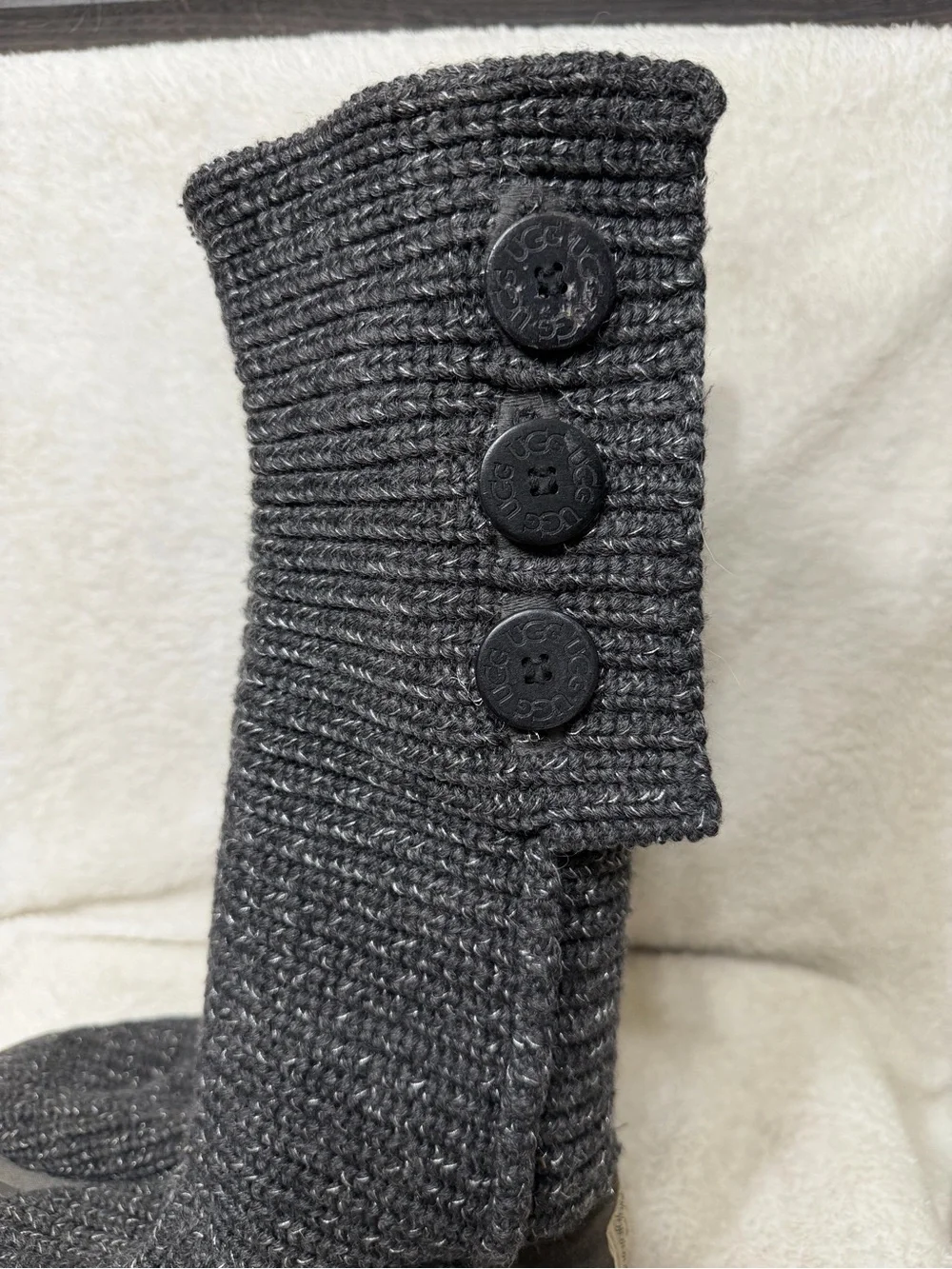 Ugg Australia Cardy Boot Sweater Boots Button Detail 1876 Gray Size 8